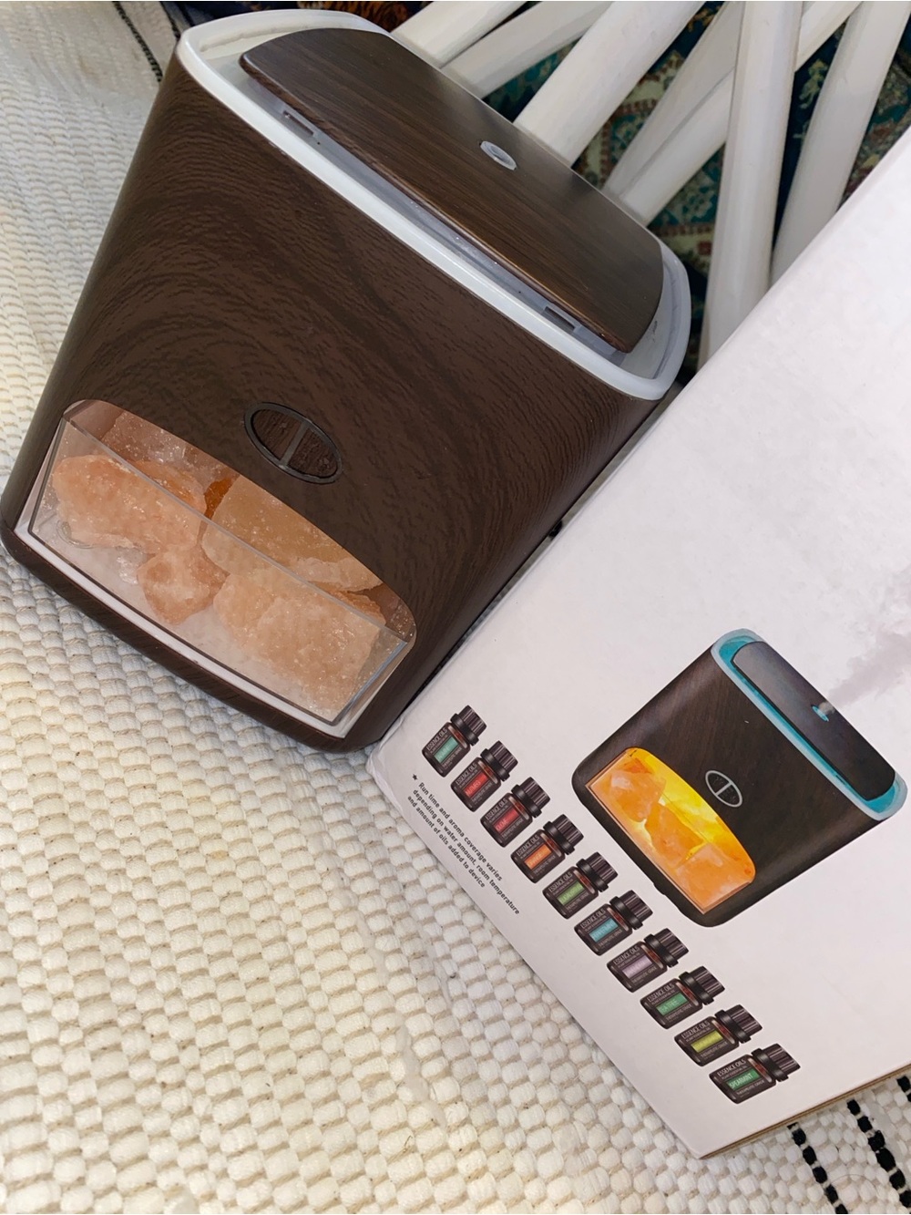 Pure Woodgrain Aromatherapy Diffuser with Pink Himalayan Stone Diffuser